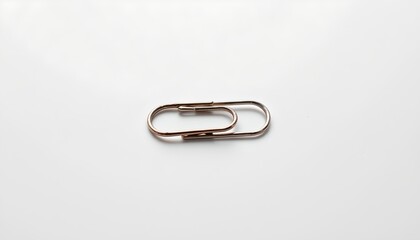 A single paperclip with two prongs is placed against a plain background.