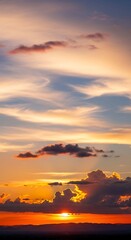 Fototapeta premium The picture shows a beautiful natural landscape with green hills and a clear blue sky. In the middle of the field, a group of deer is grazing peacefully. Tall trees surround the area, and a small rive
