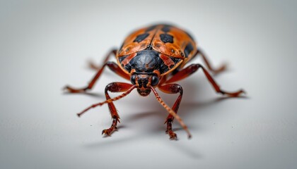 A vivid close up of a beetle with intricate patterns on its wing cases.