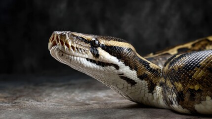 Obraz premium Close-Up of a Majestic Python Snake Looking Fierce in a Studio