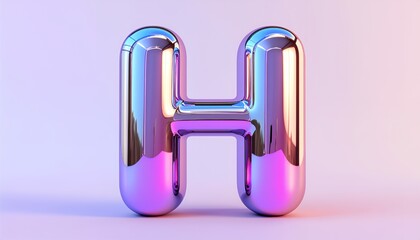 Stunning iridescent letter H shimmers with vibrant colors, perfect for modern branding or playful designs bringing a touch of futuristic elegance