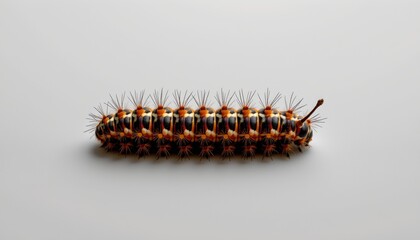 Fototapeta premium A caterpillar with a distinctive pattern, possibly indicating it belongs to a species known for its camouflage capabilities