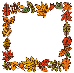 Autumn square frame with colorful fall leaves — botanical leaf border
