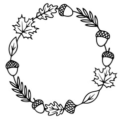 Autumn Round Acorn Leaf Frame for Fall Harvest