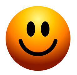 Smiley Face.  Yellow Happy Emoji with Glossy Gradient Style