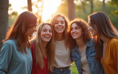 United group of young friends having fun together. Friendship student lifestyle concept. High quality