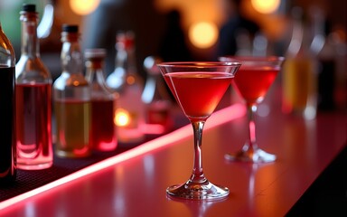 Martini bar setup at a festive event, enticing guests with cocktail options. High quality