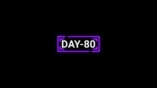 Day 80 text with purple neon glowing border on black background eighty number