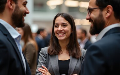Diverse group of business people networking at a social event. Smiling people engaged in conversation. Professional setting with social event. Diverse startup business people at networking event.