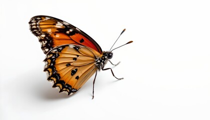 Obraz premium A striking butterfly with vibrant orange wings and black spots is captured in a close up shot