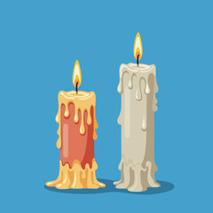 Retro Mood Two Burning Candles Dripping Wax Icon