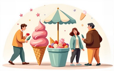 Ice Cream Social Illustration. High quality