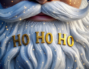 Close-up Illustration of Santa Clause Saying &ldquo;Ho Ho Ho,&rdquo; Generative AI