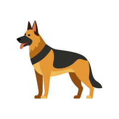 Naklejka premium German Shepherd Standing Alert With Tongue Out Minimal And Simple Colorful Vector White Background Only