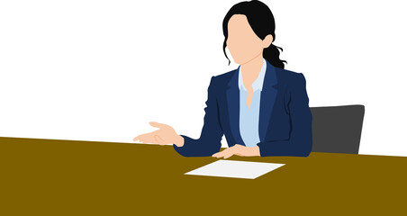 顧客に製品説明をするビジネスウーマンのイラスト