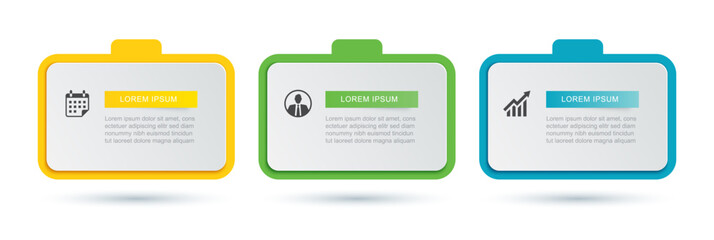 Naklejka premium Infographic 3 step business data presentation boxes.