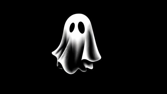 Spooky white ghost floating in the dark. Halloween illustration.
