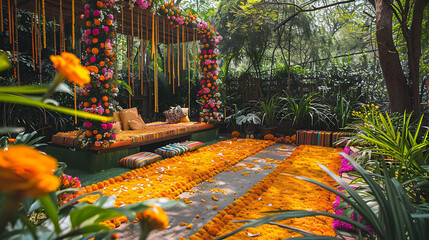 Garden Themed Haldi Setup with Amazing decor
