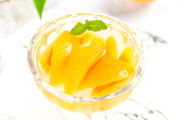 Premium Loquat Fruit Dessert in Glass Bowl with Mint Garnish - Sichuan Mountain Specialty