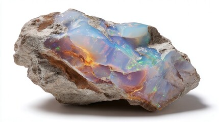Fototapeta premium Opal rough stone isolated on white background