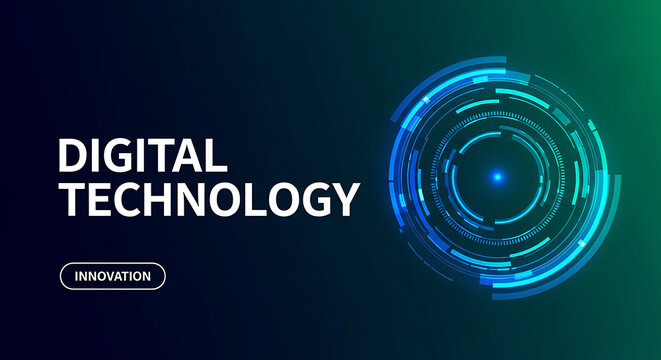 Digital Technology Abstract Futuristic Circular H U D Interface Blue Glow image