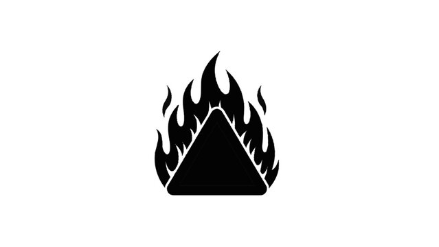 Vector illustration&nbsp;of black and white pictogram symbol representing fire hazard or flammable material warning isolated on transparent background