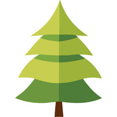 Stylized Evergreen Tree With Layers Of Green Foliage And A Brown Trunk On A Transparent Background