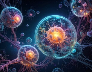 Glowing cellular structures in a dark cosmic realm