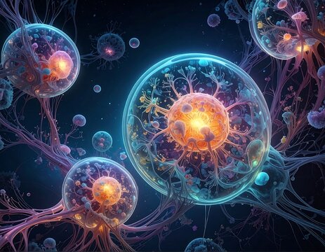 Glowing cellular structures in a dark cosmic realm