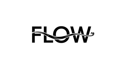 Elegant typographic illustration of the word flow with a curved line accenting the fluidity of