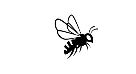 Stylized bee illustration in black silhouette on white offering a modern and minimalist visual