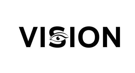 Vision concept with eye symbol in place of letter S conveying foresight clarity and perception