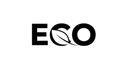 Minimalist and modern eco logo design with a simple leaf concept and sans-serif typography