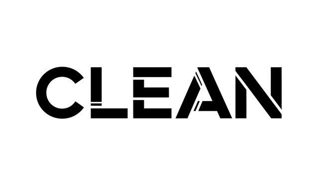 Conceptual depiction of word clean using modern and stylistic typography method