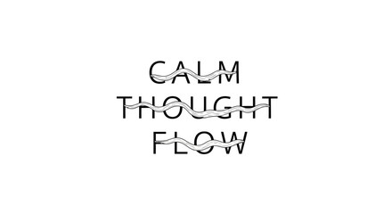 A minimalist illustration depicting the phrase 'Calm Thought Flow' for wellness and mindfulness