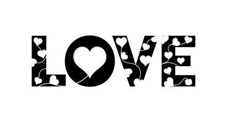 Monochrome love expression with heart details for romantic valentines theme design