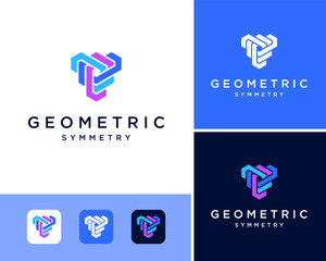 Impossible Geometric Shape Optical Illusion Symmetry Abstract Vector Logo Design Illustration