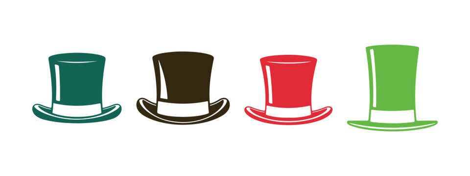 Tophat vector icons set against a white backdrop