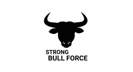 Aggressive bull head silhouette symbolizing power and determination in stark monochrome graphics