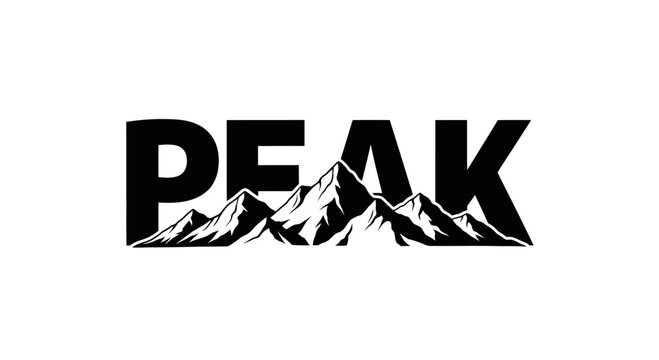 Sharp peak typography revealing majestic mountain range in the heart of the word