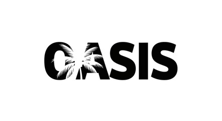 Oasis textual representation with palm trees, a symbol for calmness, tranquility, and tropical