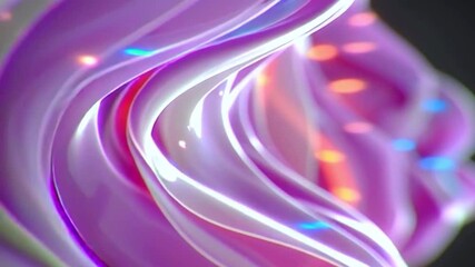 Glossy neon abstract waves with flowing vibrant light motion. Colorful fluid ribbons glowing in smooth futuristic movement. Luminous pink–gold wave textures in soft dynamic motion - Powered by Adobe