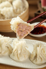 Handmade Siu Mai Beef Dumplings Inner Mongolia Hohhot Traditional Chinese Cuisine Chopsticks