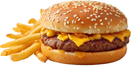 Delicious cheeseburger and fries, a classic fast-food meal