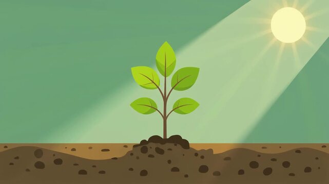 Young Plant Growing Under Sunlight A Vector Illustration of New Life and Nature's Beauty