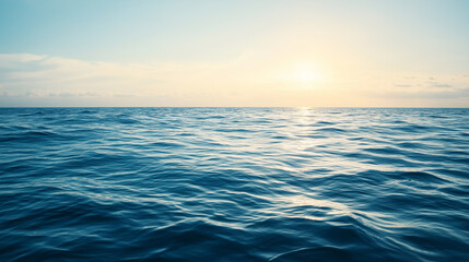Obraz premium sky over calm sea. beach at sunset. sea and sunny sky on horizon over calm water
