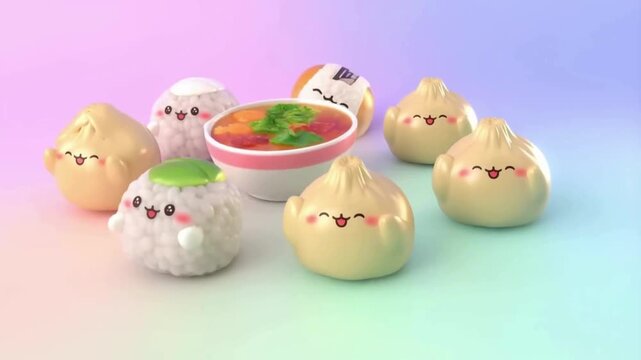 Adorable Kawaii Food Characters with Smiling Faces