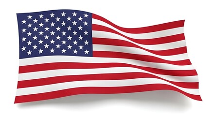 Obraz premium Digital render of the United States of America flag gracefully waving on a white background