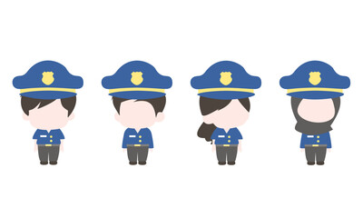 Cute Police Officer Character Set Vector for Kids Education and Illustrations