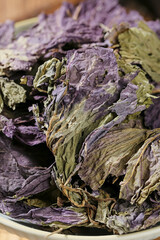 Dried Purple Perilla Leaves Wrapped Rice Bundles Guangxi China Traditional Asian Food Preparation